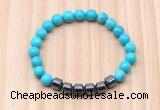 CGB9006 8mm, 10mm turquoise & drum hematite beaded bracelets