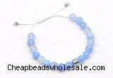 CGB9021 8mm, 10mm blue agate & drum hematite adjustable bracelets