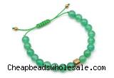 CGB9022 8mm, 10mm green agate & drum hematite adjustable bracelets