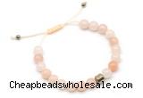 CGB9024 8mm, 10mm pink aventurine & drum hematite adjustable bracelets