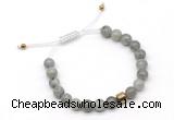 CGB9039 8mm, 10mm labradorite & drum hematite adjustable bracelets