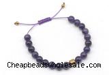 CGB9044 8mm, 10mm amethyst & drum hematite adjustable bracelets