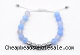 CGB9061 8mm, 10mm blue agate & drum hematite adjustable bracelets