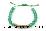 CGB9062 8mm, 10mm green agate & drum hematite adjustable bracelets