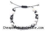 CGB9074 8mm, 10mm black & white jasper & drum hematite adjustable bracelets