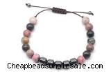 CGB9076 8mm, 10mm rhodonite & drum hematite adjustable bracelets