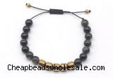 CGB9081 8mm, 10mm golden obsidian & drum hematite adjustable bracelets