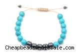 CGB9086 8mm, 10mm turquoise & drum hematite adjustable bracelets