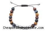 CGB9088 8mm, 10mm colorful tiger eye & drum hematite adjustable bracelets