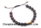 CGB9108 8mm, 10mm brecciated jasper & rondelle hematite adjustable bracelets