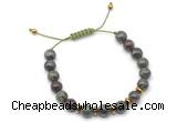 CGB9111 8mm, 10mm dragon blood jasper & rondelle hematite adjustable bracelets