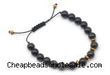 CGB9122 8mm, 10mm golden obsidian & rondelle hematite adjustable bracelets