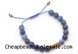 CGB9125 8mm, 10mm sodalite & rondelle hematite adjustable bracelets