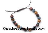 CGB9128 8mm, 10mm colorful tiger eye & rondelle hematite adjustable bracelets