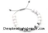 CGB9130 8mm, 10mm white howlite & rondelle hematite adjustable bracelets