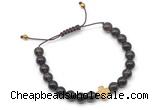 CGB9163 8mm, 10mm smoky quartz & cross hematite adjustable bracelets