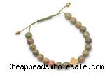 CGB9167 8mm, 10mm unakite & cross hematite adjustable bracelets