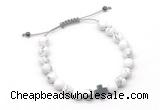 CGB9169 8mm, 10mm white howlite & cross hematite adjustable bracelets