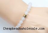 CGB9235 8mm, 10mm white jade & drum hematite power beads bracelets