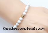 CGB9236 8mm, 10mm white howlite & drum hematite power beads bracelets