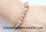 CGB9239 8mm, 10mm fossil coral & drum hematite power beads bracelets