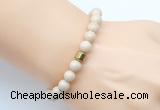 CGB9245 8mm, 10mm white fossil jasper & drum hematite power beads bracelets