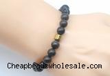 CGB9247 8mm, 10mm coffee wooden jasper & drum hematite power beads bracelets