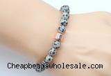 CGB9252 8mm, 10mm dalmatian jasper & drum hematite power beads bracelets