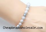 CGB9263 8mm, 10mm white crazy lace agate & drum hematite power beads bracelets