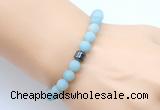 CGB9307 8mm, 10mm matte amazonite & drum hematite power beads bracelets