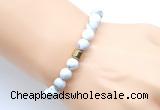 CGB9309 8mm, 10mm matte white howlite & drum hematite power beads bracelets