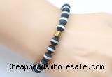 CGB9315 8mm, 10mm matte Tibetan agate & drum hematite power beads bracelets