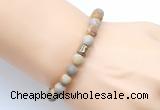 CGB9318 8mm, 10mm matte fossil coral & drum hematite power beads bracelets