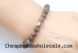 CGB9319 8mm, 10mm matte unakite & drum hematite power beads bracelets