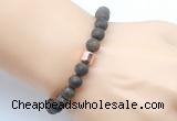 CGB9322 8mm, 10mm matte bronzite & drum hematite power beads bracelets