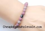 CGB9326 8mm, 10mm matte pink wooden jasper & drum hematite power beads bracelets