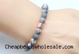 CGB9330 8mm, 10mm matte pink zebra jasper & drum hematite power beads bracelets