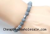 CGB9332 8mm, 10mm matte grey picture jasper & drum hematite power beads bracelets