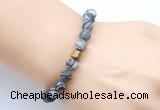 CGB9333 8mm, 10mm matte black water jasper & drum hematite power beads bracelets