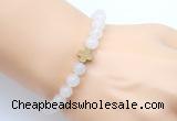 CGB9350 8mm, 10mm white jade & cross hematite power beads bracelets