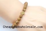 CGB9361 8mm, 10mm wooden jasper & cross hematite power beads bracelets