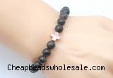 CGB9362 8mm, 10mm coffee wooden jasper & cross hematite power beads bracelets