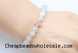 CGB9370 8mm, 10mm sea blue banded agate & cross hematite power beads bracelets