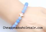 CGB9371 8mm, 10mm blue banded agate & cross hematite power beads bracelets