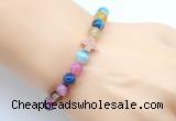 CGB9373 8mm, 10mm colorful banded agate & cross hematite power beads bracelets