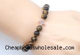 CGB9390 8mm, 10mm yellow tiger eye & cross hematite power beads bracelets