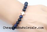 CGB9397 8mm, 10mm blue tiger eye & cross hematite power beads bracelets