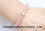 CGB9417 8mm, 10mm matte rose quartz & cross hematite power beads bracelets