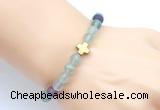 CGB9420 8mm, 10mm matte fluorite & cross hematite power beads bracelets