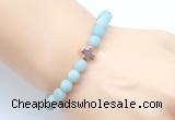 CGB9423 8mm, 10mm matte amazonite & cross hematite power beads bracelets